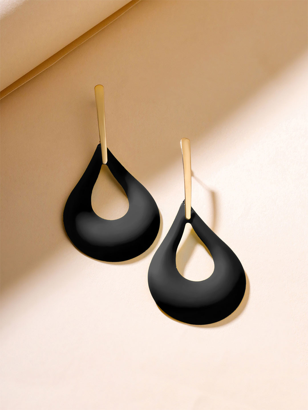 Yellow Chimes Gold Plated Contemporary Drop Earrings