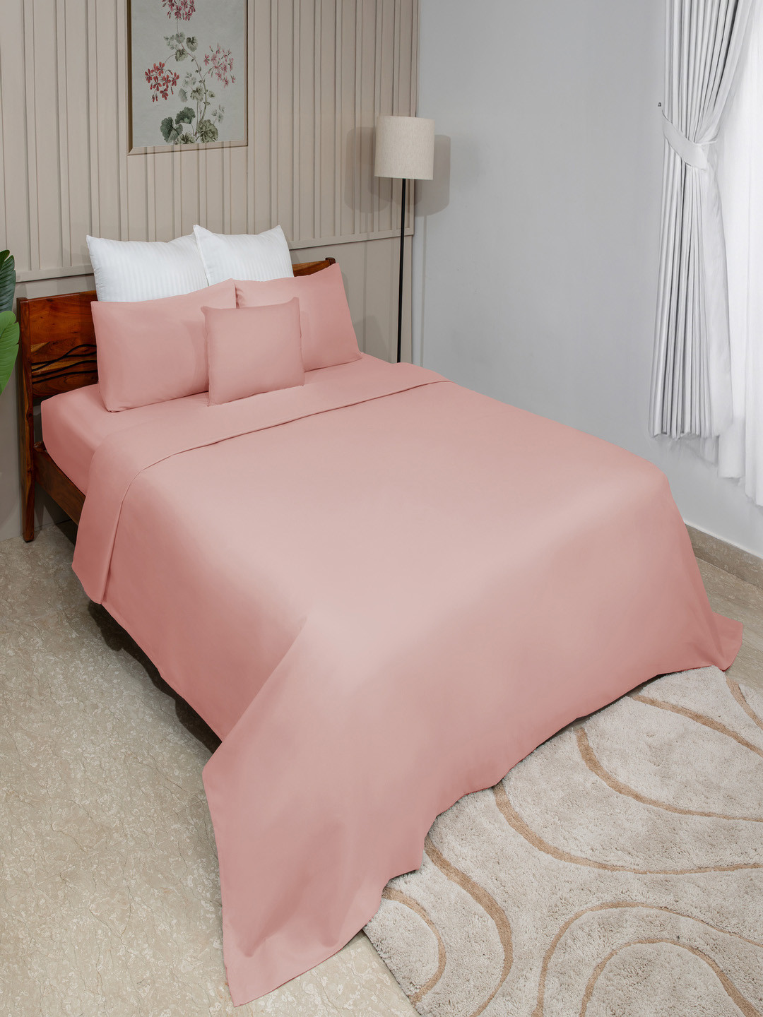 Modern Threads Rose Solid  Microfiber 4 Piece Queen Size Bedding Set