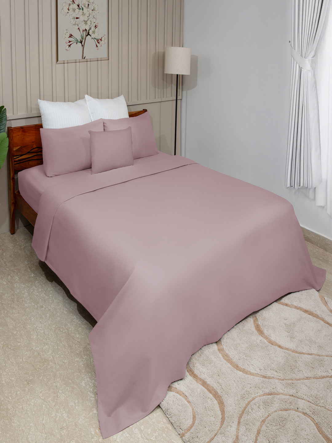 Modern Threads Dusty Mauve Solid  Microfiber 4 Piece King Size Bedding Set