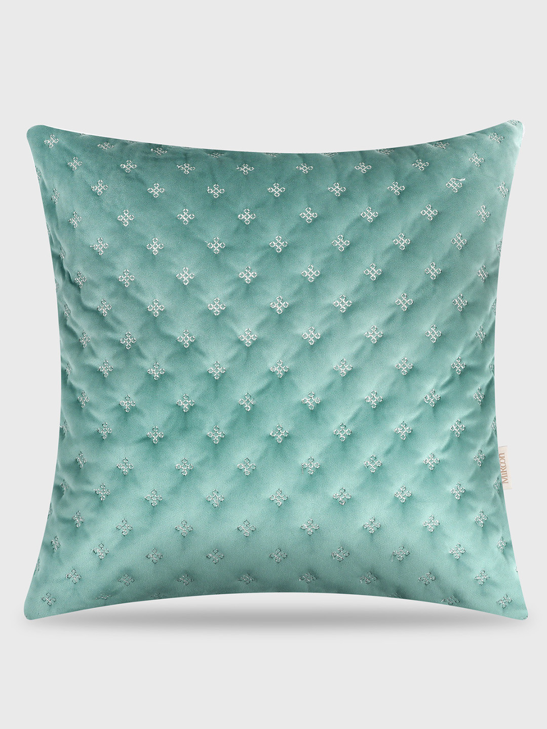 Mirooh Aayat Green Quilted Velvet Pre-Filled Cushion