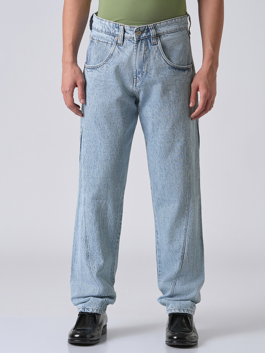 Banana Club Men Blue Classic Clean Look Heavy Fade Denim Straight Fit Jeans