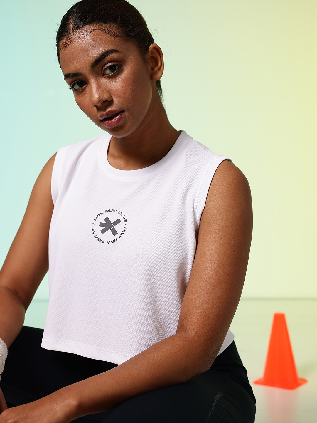 HRX by Hrithik Roshan Brand Logo Printed Cut-Out Back Rapid-Dry Running T-shirt