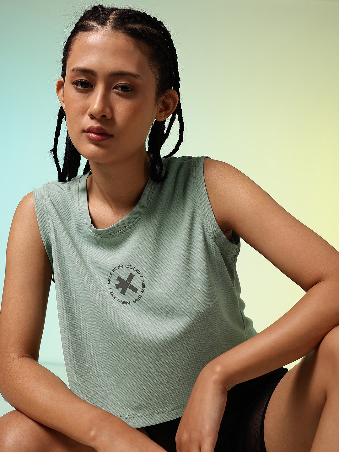 HRX by Hrithik Roshan Brand Logo Printed Cut-Out Back Rapid-Dry Running T-shirt