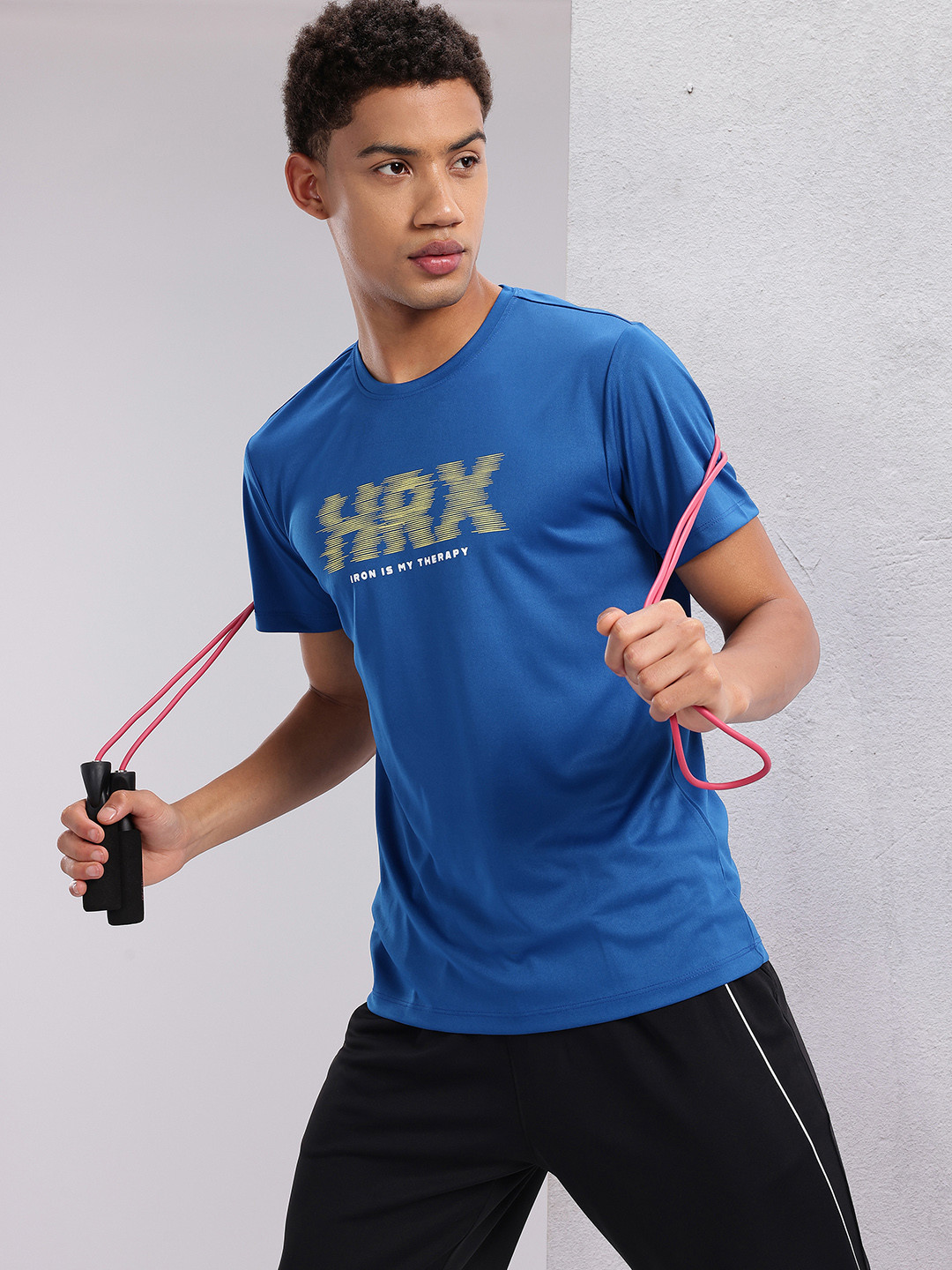 HRX by Hrithik Roshan Couple Collection Brand Logo Printed Rapid-Dry Training T-shirt