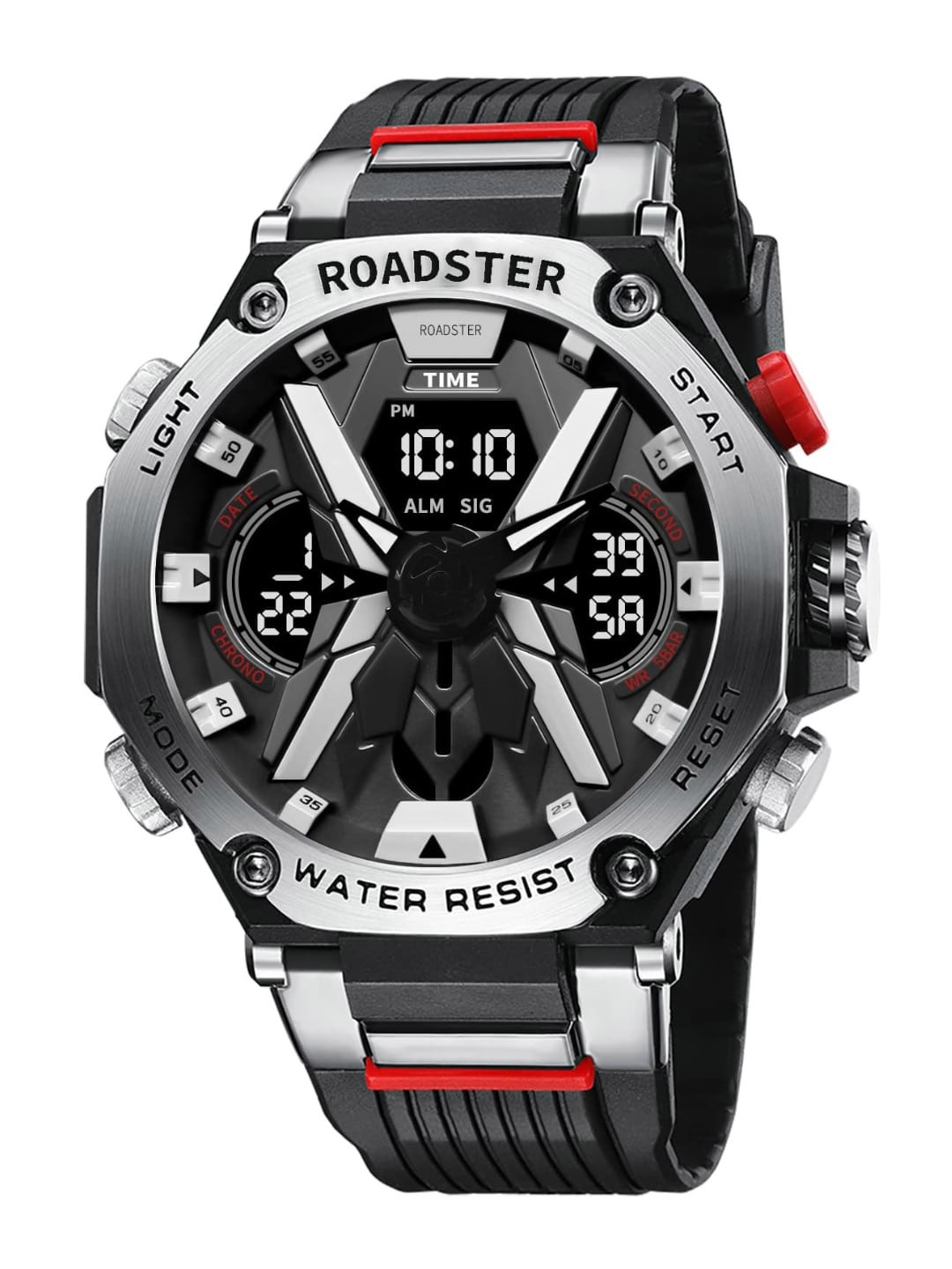 The Roadster Lifestyle Co Men Digital Water Resistant Watch -RDSTR-8087-SILVER