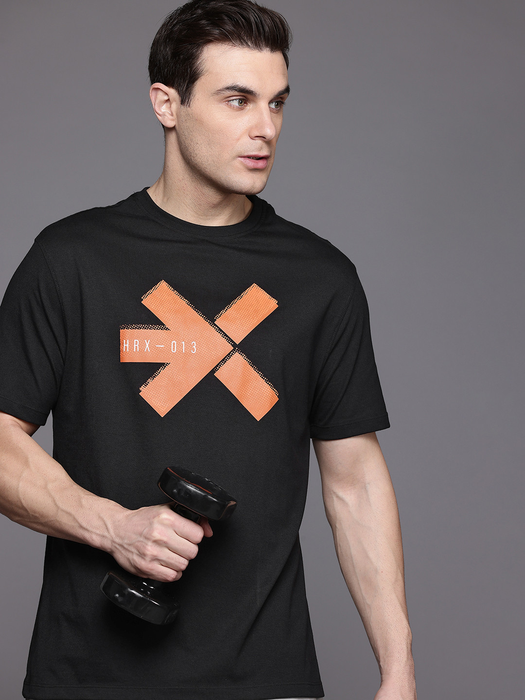 HRX by Hrithik Roshan Couple Collection Brand Logo Print Training T-shirt