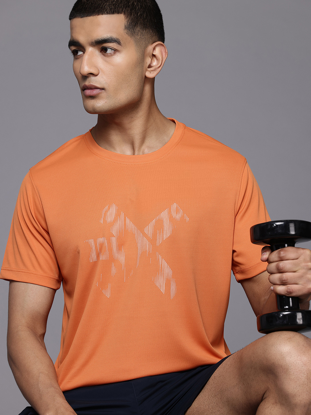 HRX by Hrithik Roshan Rapid-Dry Brand Logo Print Training T-shirt