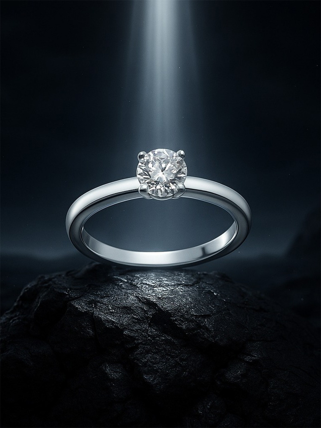 Nipura 925 Sterling Sliver Rhodium-Plated Cubic Zirconia Studded Adjustable Finger Ring