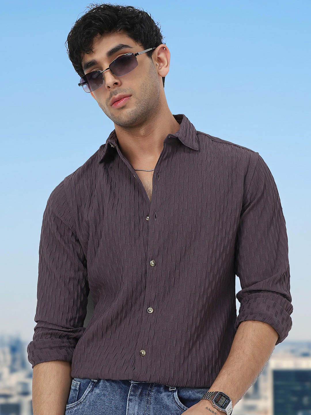 Urbano Fashion Men Textured Casual Shirt