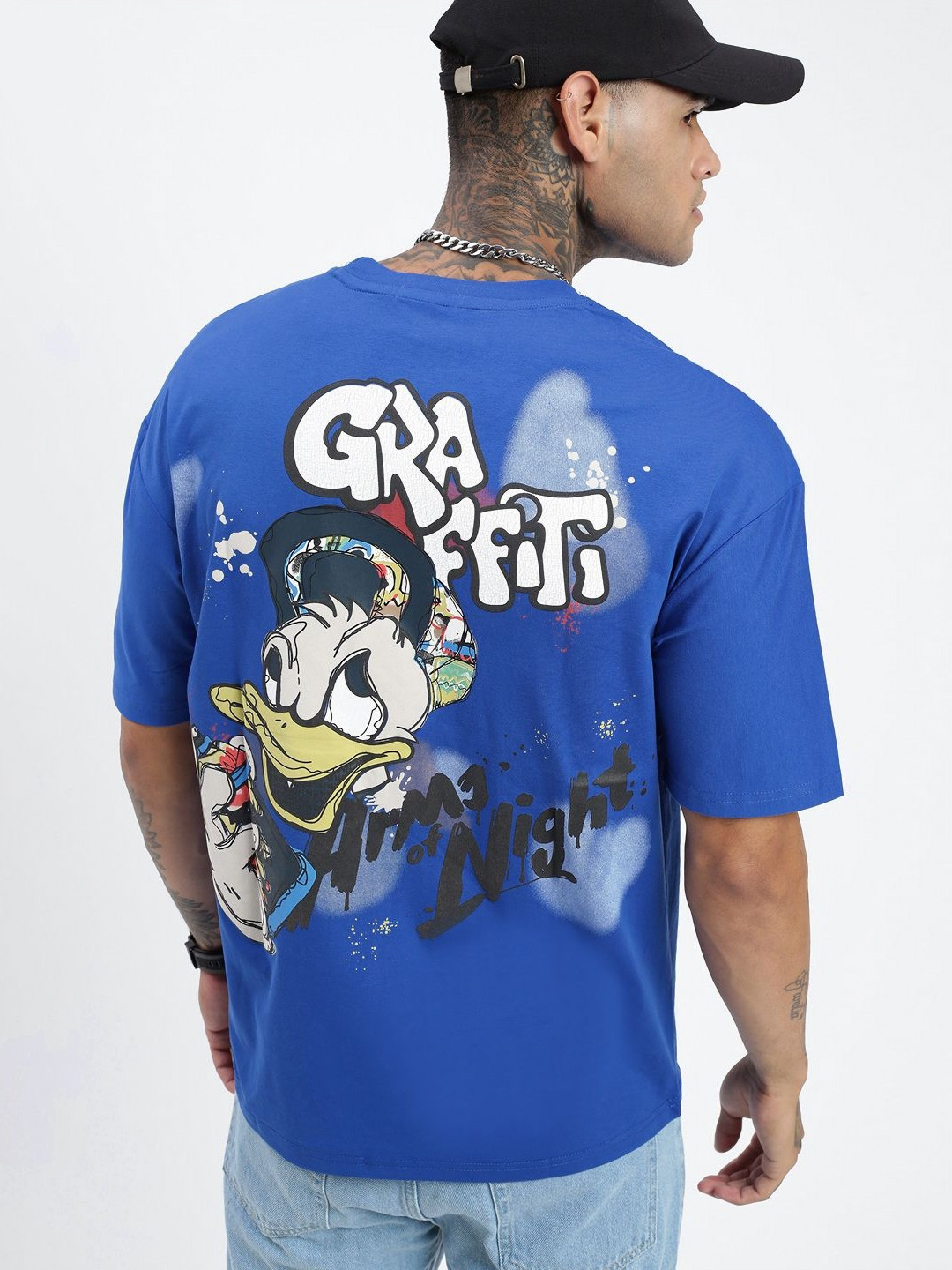 SHOWOFF Men Donald Duck Graphic Printed Round Neck Relaxed Fit Pure Cotton T-shirt