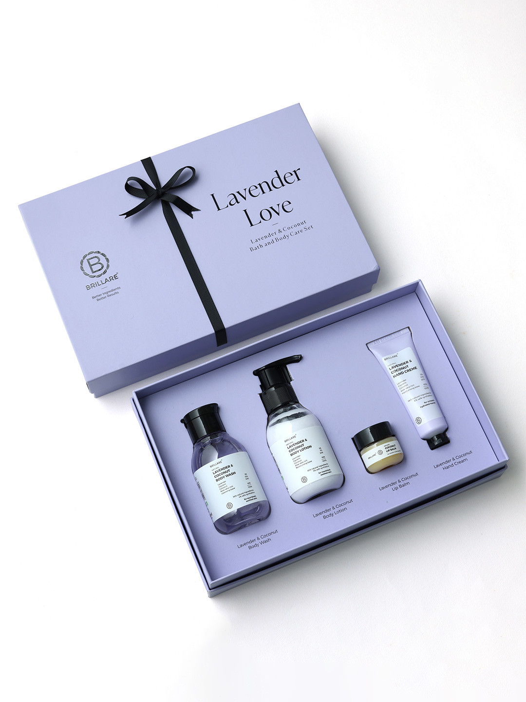 BRILLARE Set Of 4 Lavender Love Body Wash - Body Lotion - Lip Balm & Hand Creme Gift Box