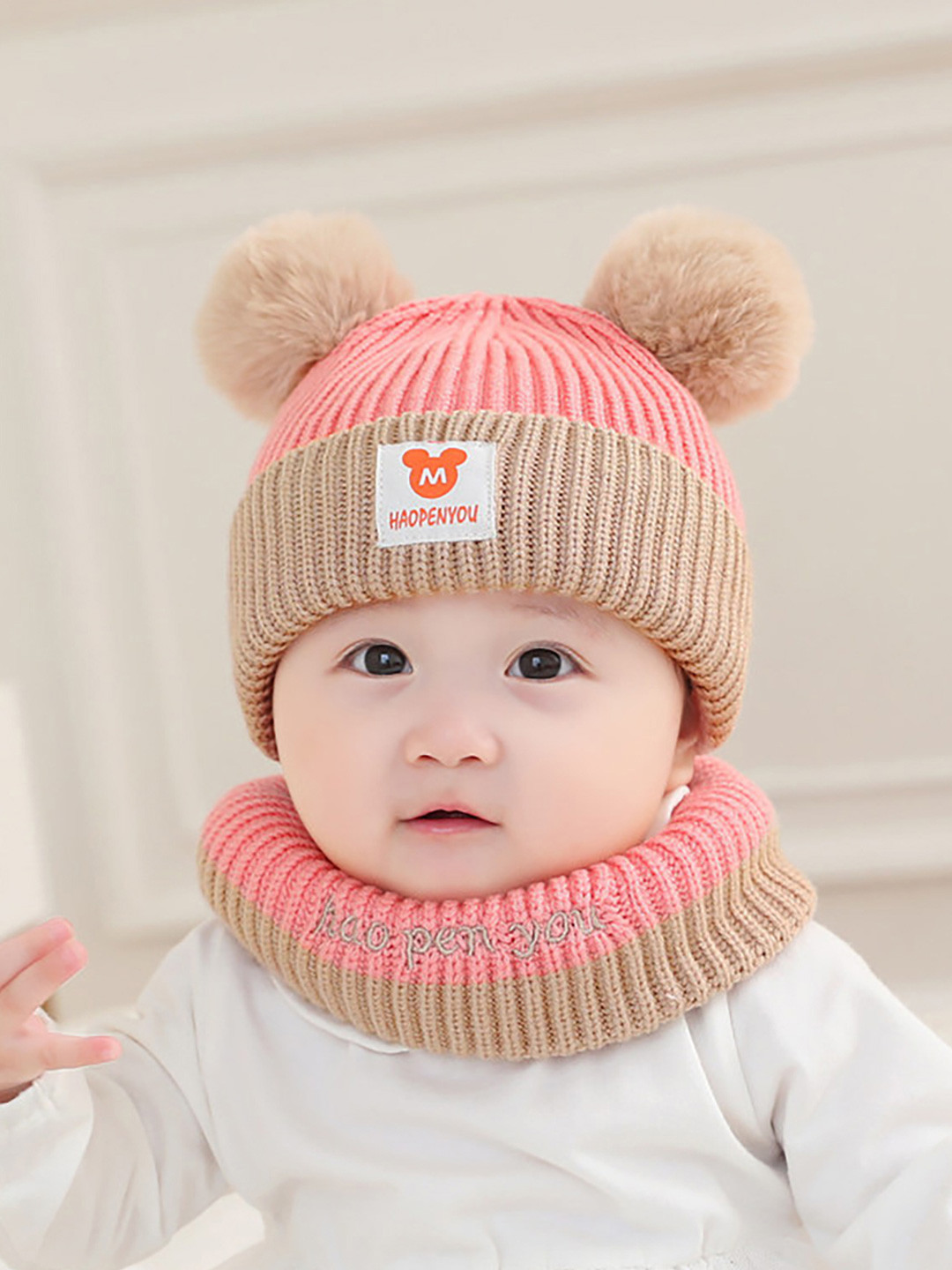 SYGA Unisex Kids Knitted Woolen Winter Casual Solid Beanie Hat & Scarf