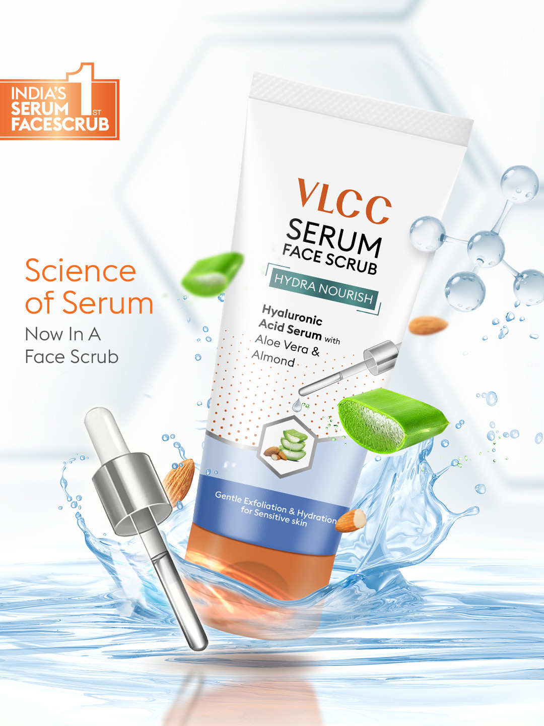 VLCC Hydra Nourish Serum Face Scrub With Hyaluronic Acid - 150 g