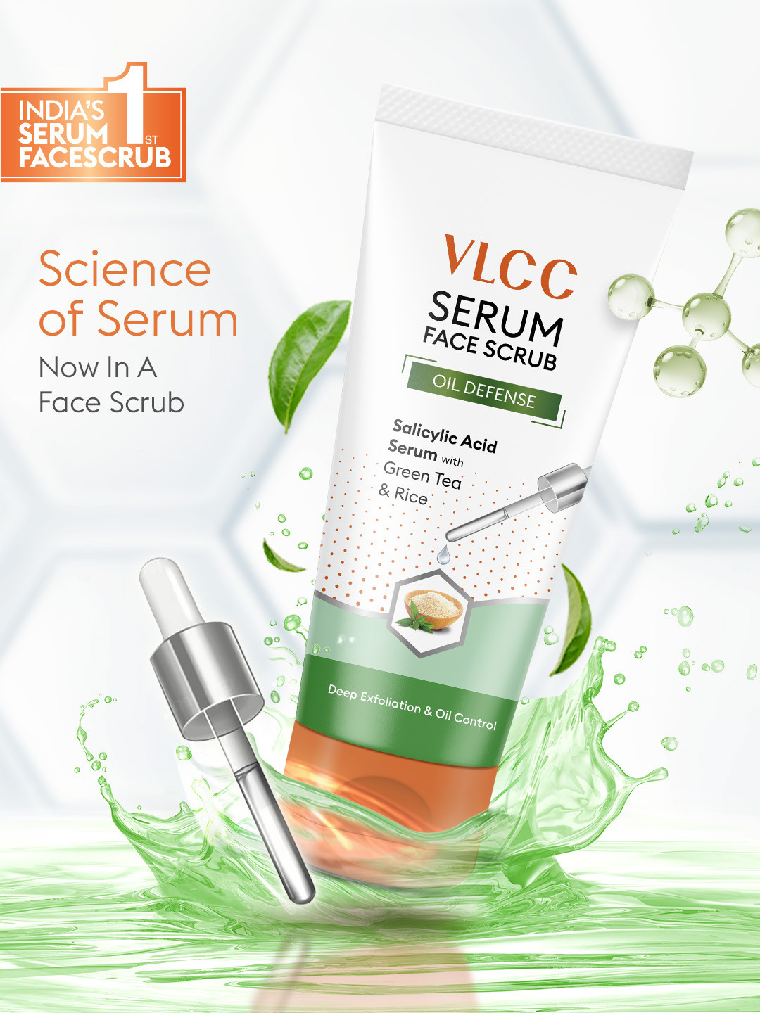 VLCC Oil Defense Face Scrub with Salicylic Acid Green Tea & Rice - 150 g
