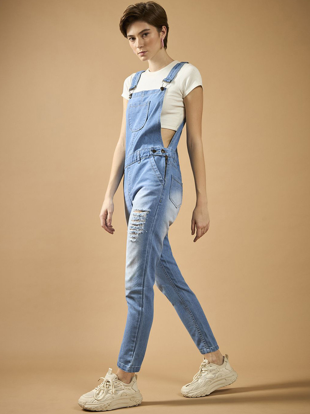 DOLCE CRUDO Women Cotton Straight Leg Dungarees