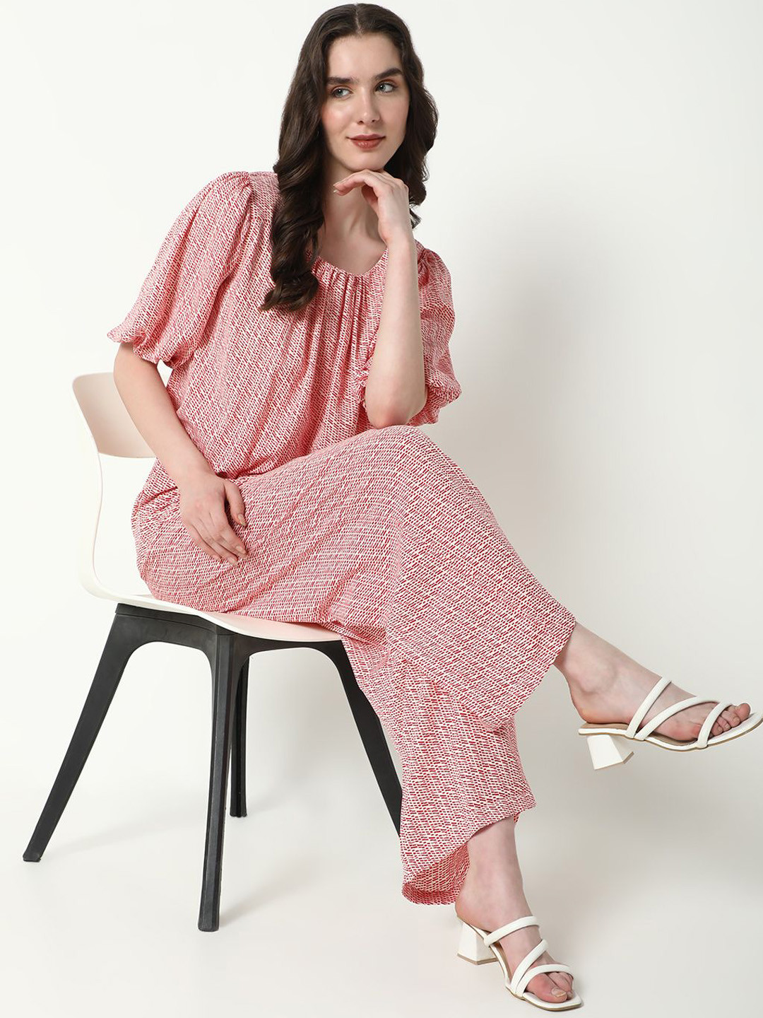 SHOWOFF Printed Top With Palazoo Co-Ords