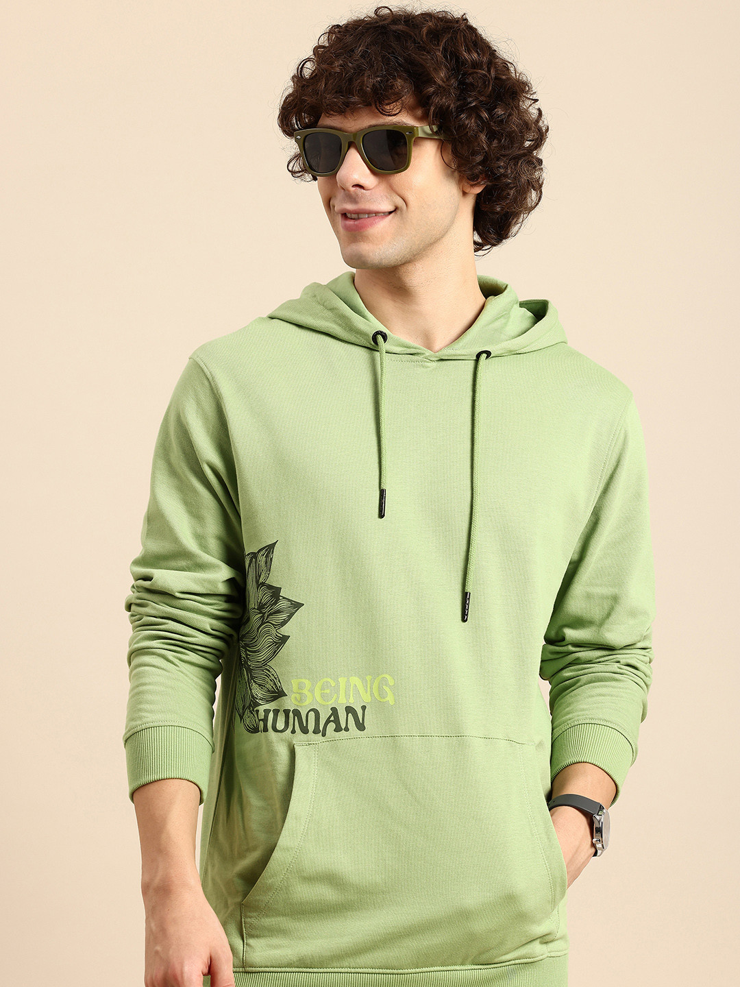 Being Human Pure Cotton Placement Printed Hooded Sweatshirt
