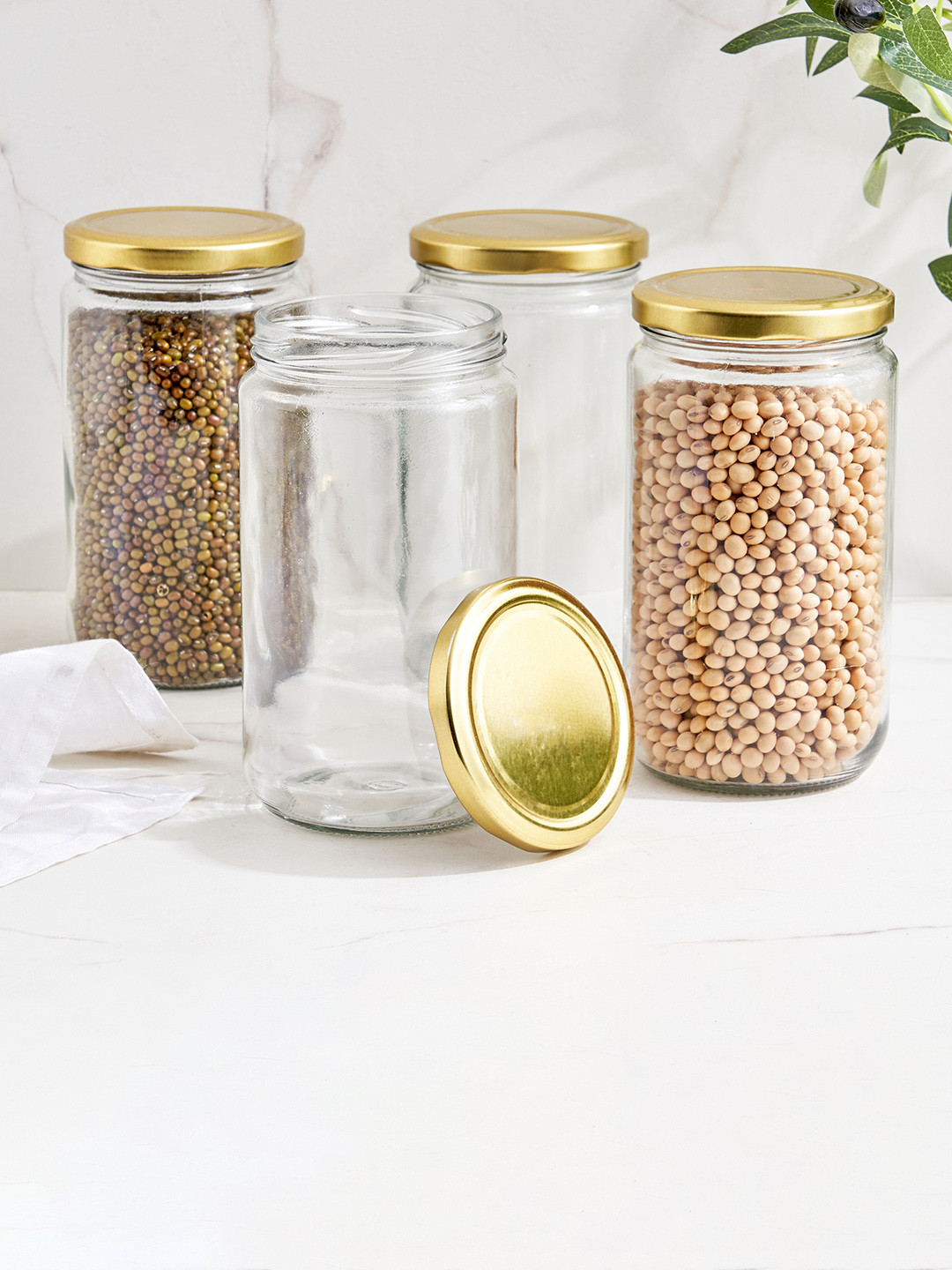 Home Centre Corsica Maria Transparent Glass 4 Piece Screw Top Canister-750ml