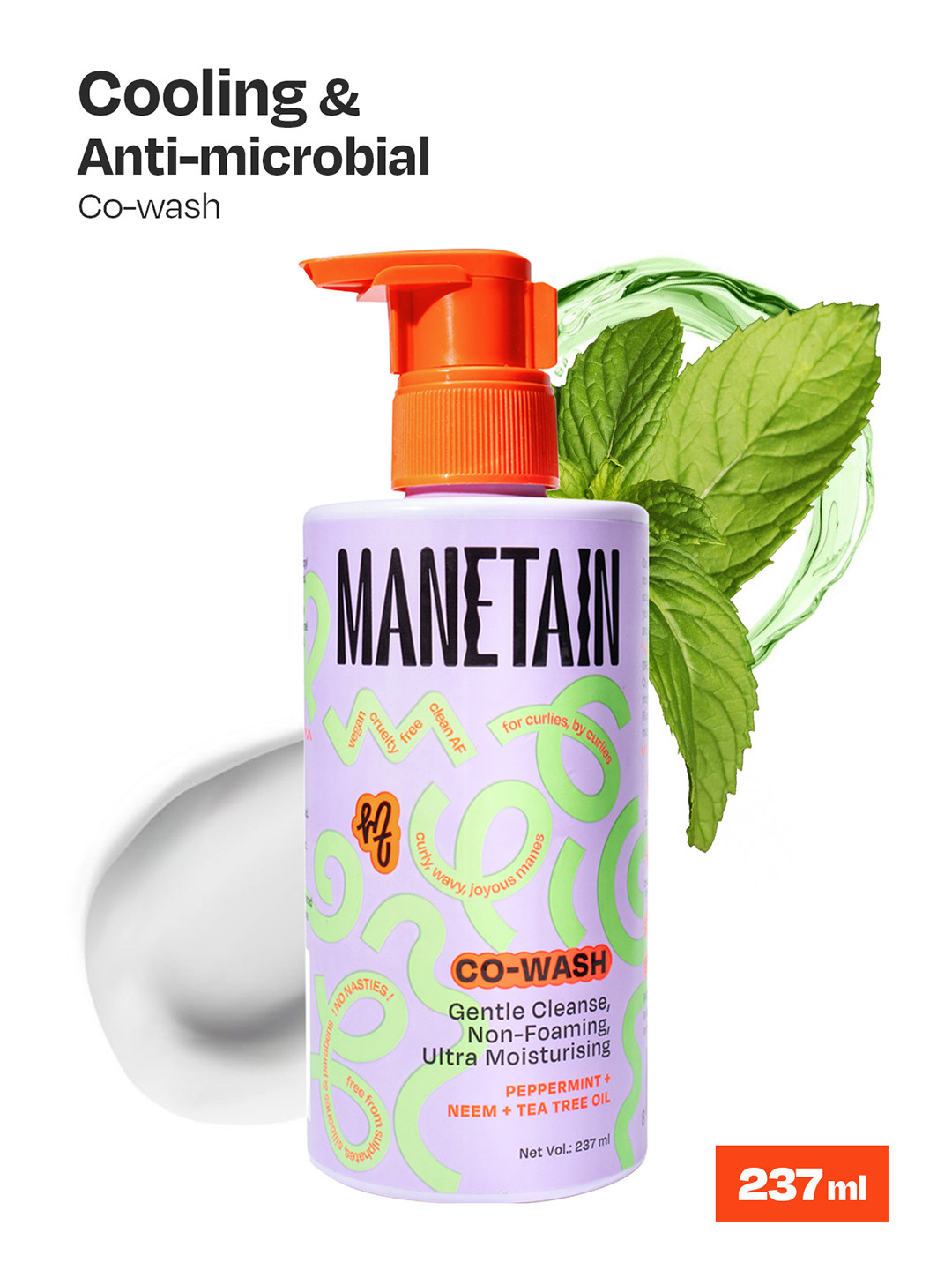 MANETAIN Co-Wash Shampoo With Peppermint & Neem - 237ml