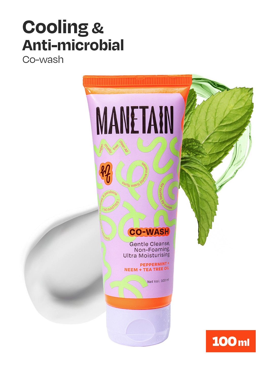 MANETAIN Co-Wash Shampoo With Peppermint & Neem - 100ml