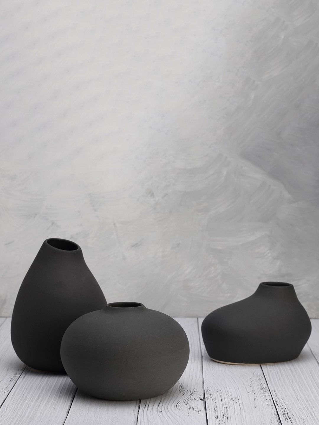 BODHI HOUSE Black 3 Pieces Ceramic Flower Vases