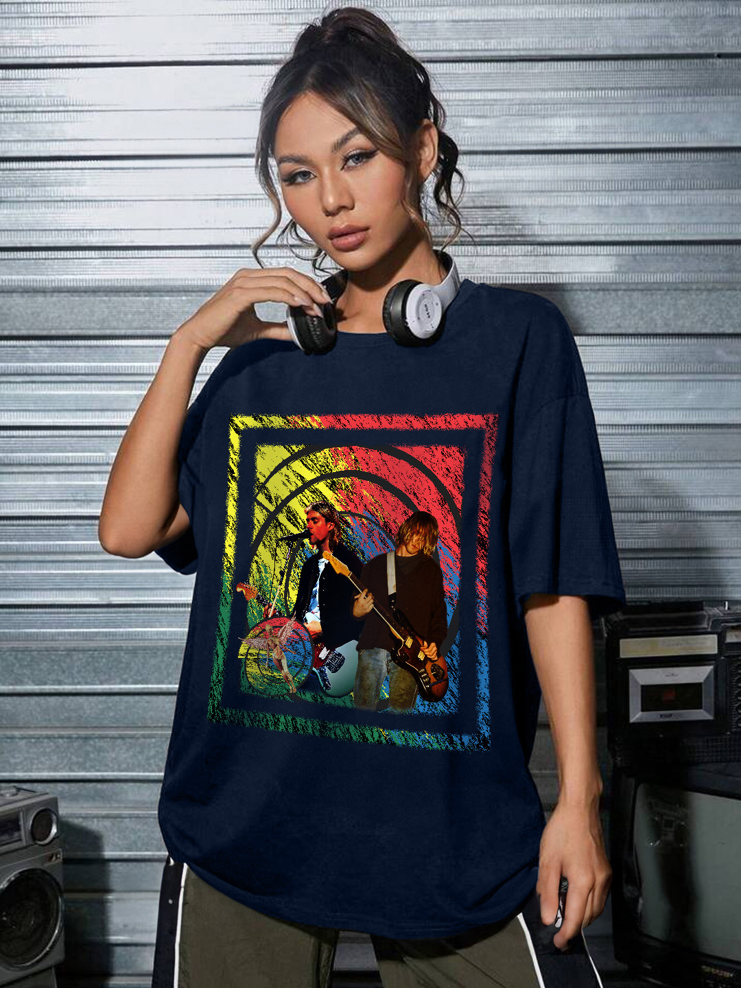 Stylecast X Hersheinbox Nirvana Nostalgia Oversized Graphic Printed T-shirt