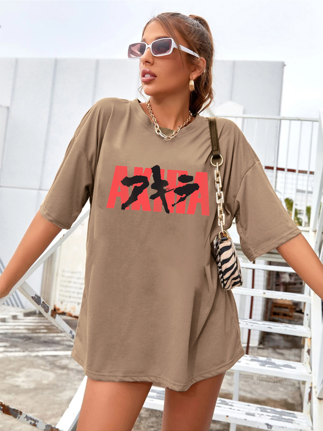 Stylecast X Hersheinbox Neo Tokyo Print Cotton Drop-Shoulder Oversized Longline T-shirt