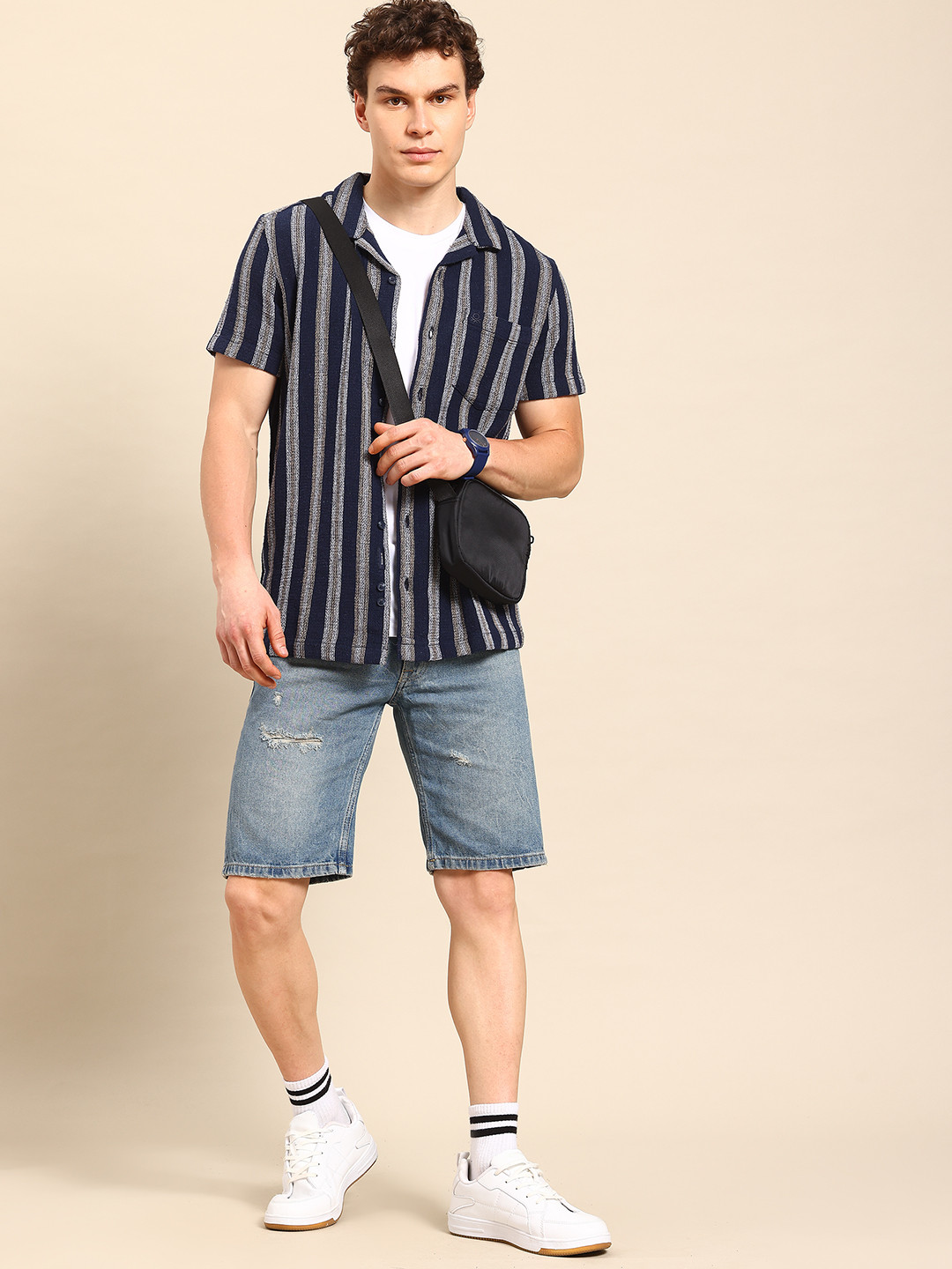 United Colors of Benetton Striped Bowling Shirt