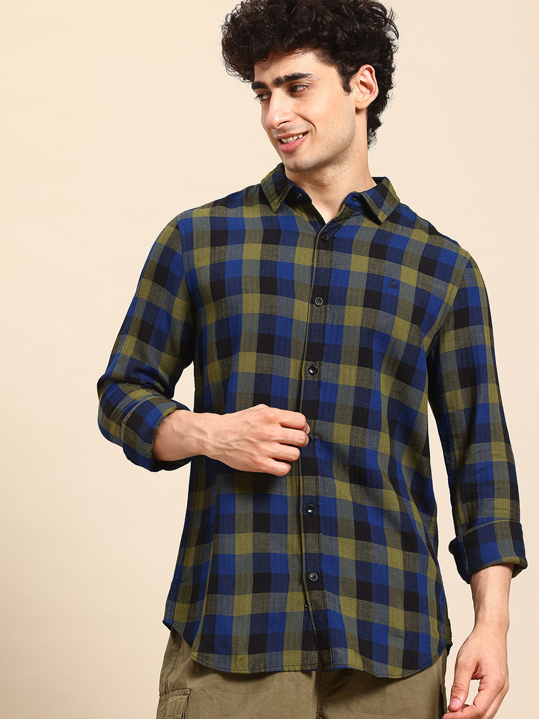 United Colors of Benetton Tartan Checks Herringbone Shirt