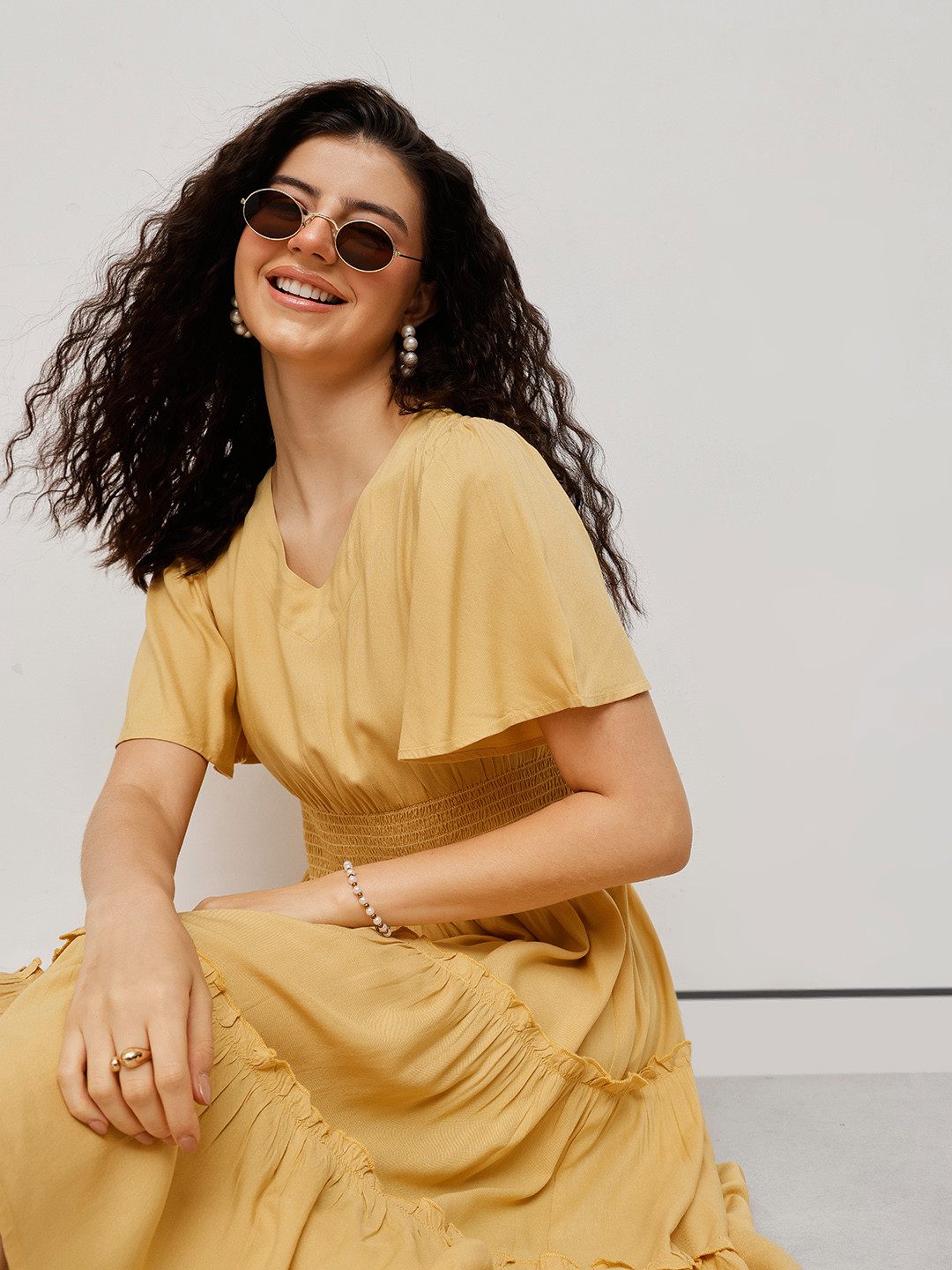 HOUSE OF S Women Ruffles Smocked Fit & Flare Dress