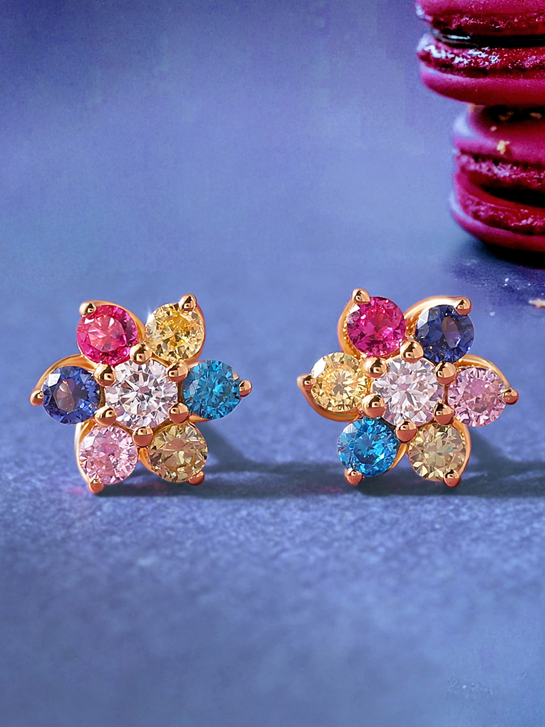 Ornate Jewels 925 Sterling Silver 18K Gold Plating Cubic Zirconia Stud