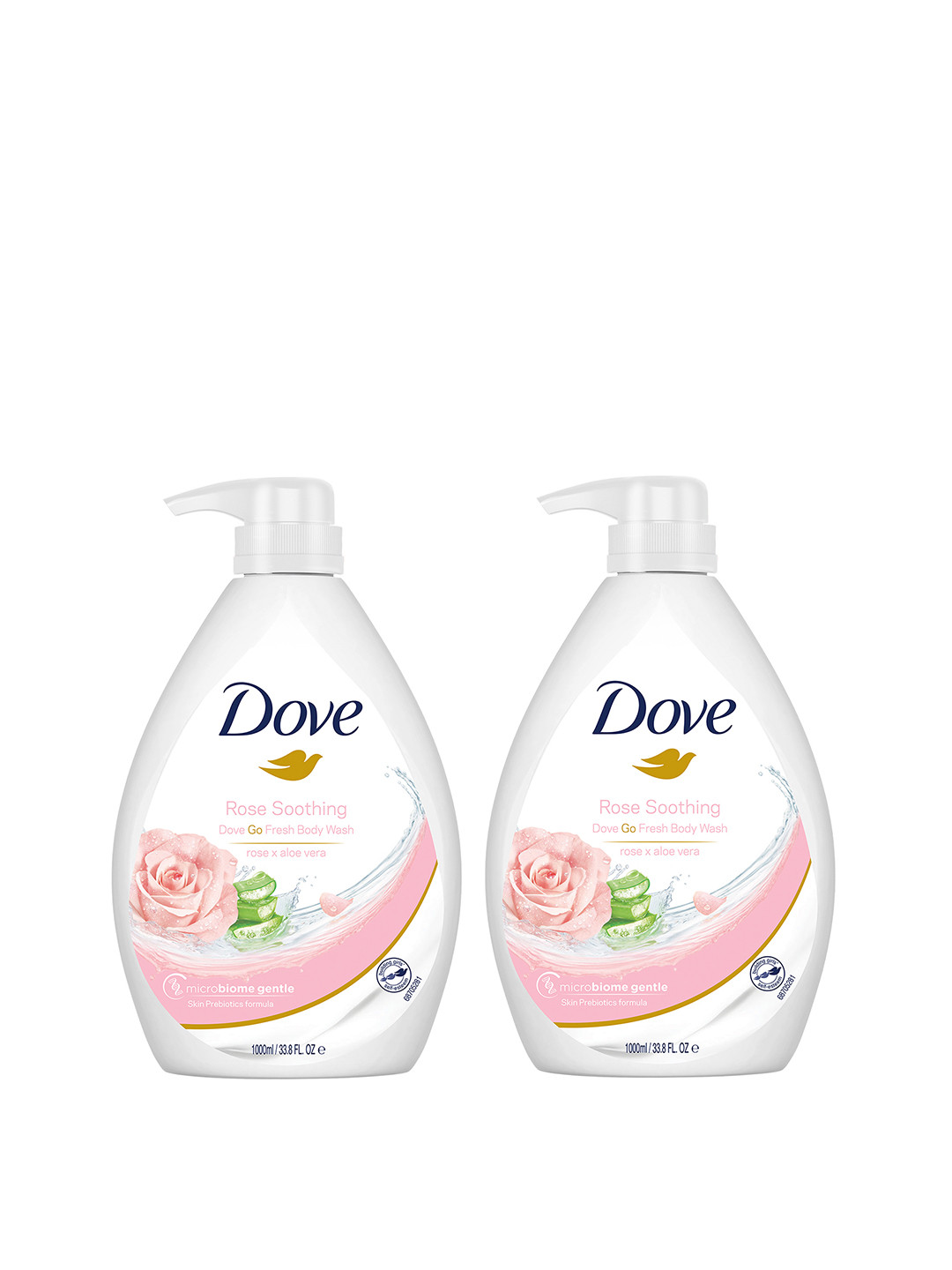 Dove 2Pcs Rose Soothing Go Fresh Microbiome Gentle Body Wash with Aloe Vera - 1L each