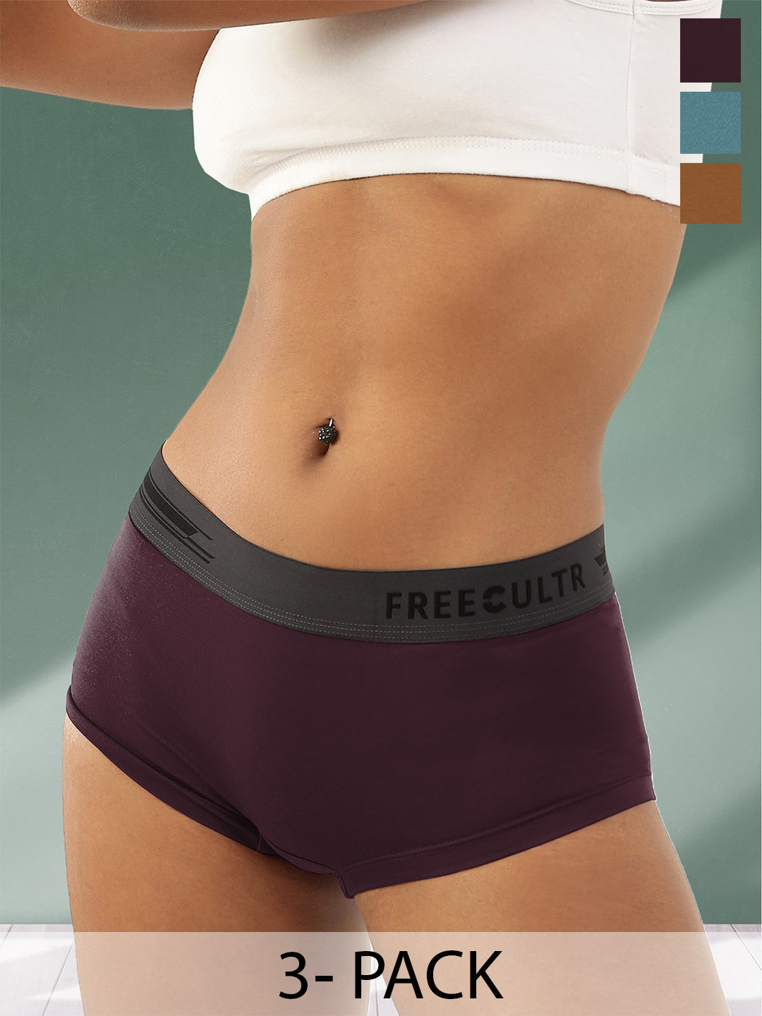 FREECULTR Pack Of 3 Antibacterial Airsoft Boy Shorts Briefs