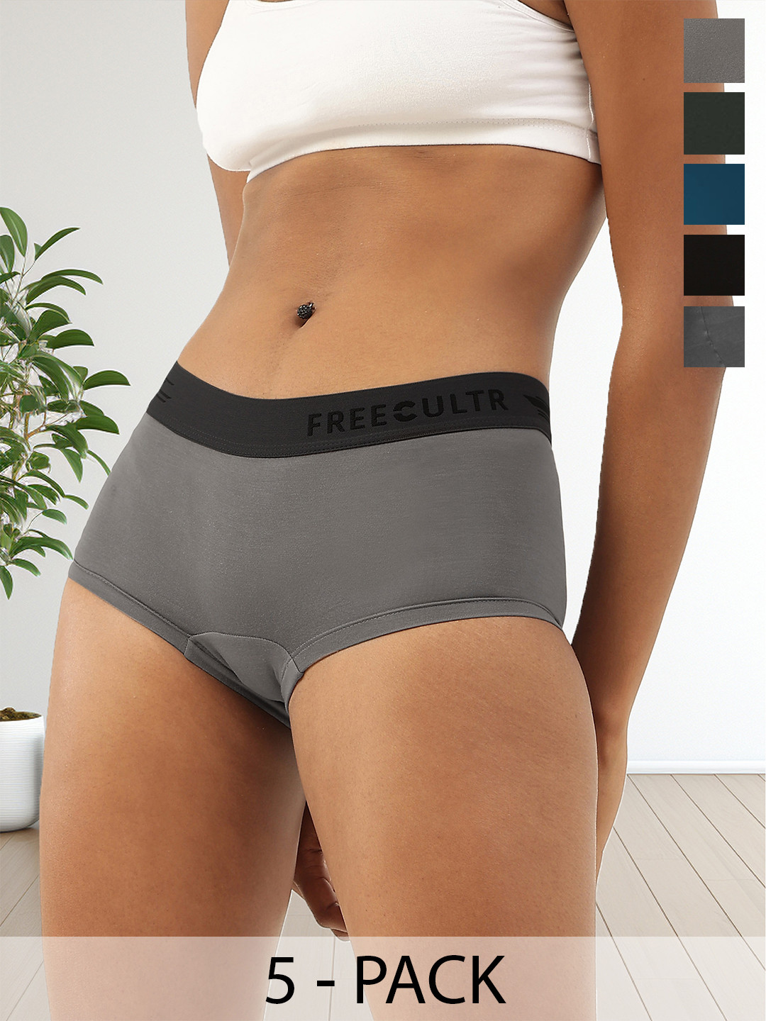 FREECULTR Pack Of 5 MidRise Antibacterial Airsoft Boy Shorts