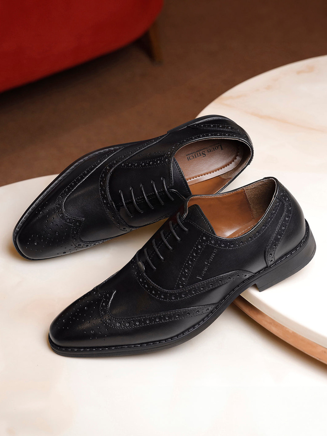 Louis Stitch Jet Black Premium Egyptian Crust Leather Formal Brogues