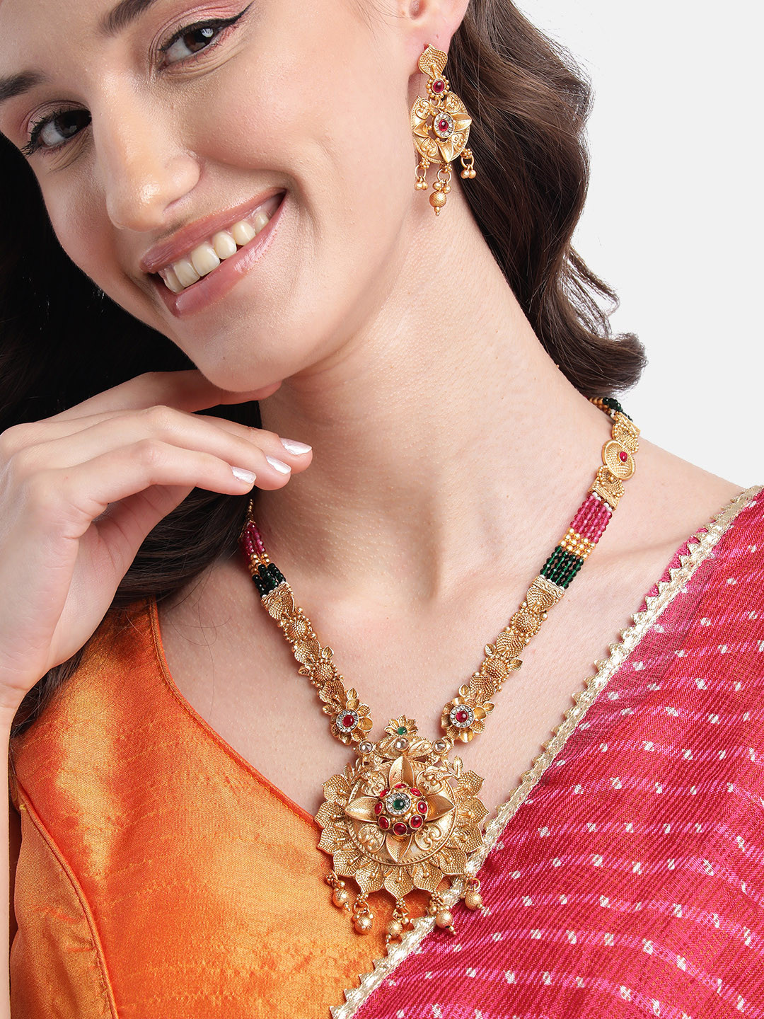 MANSIYAORANGE Matte Gold-Plated Jewellery Set