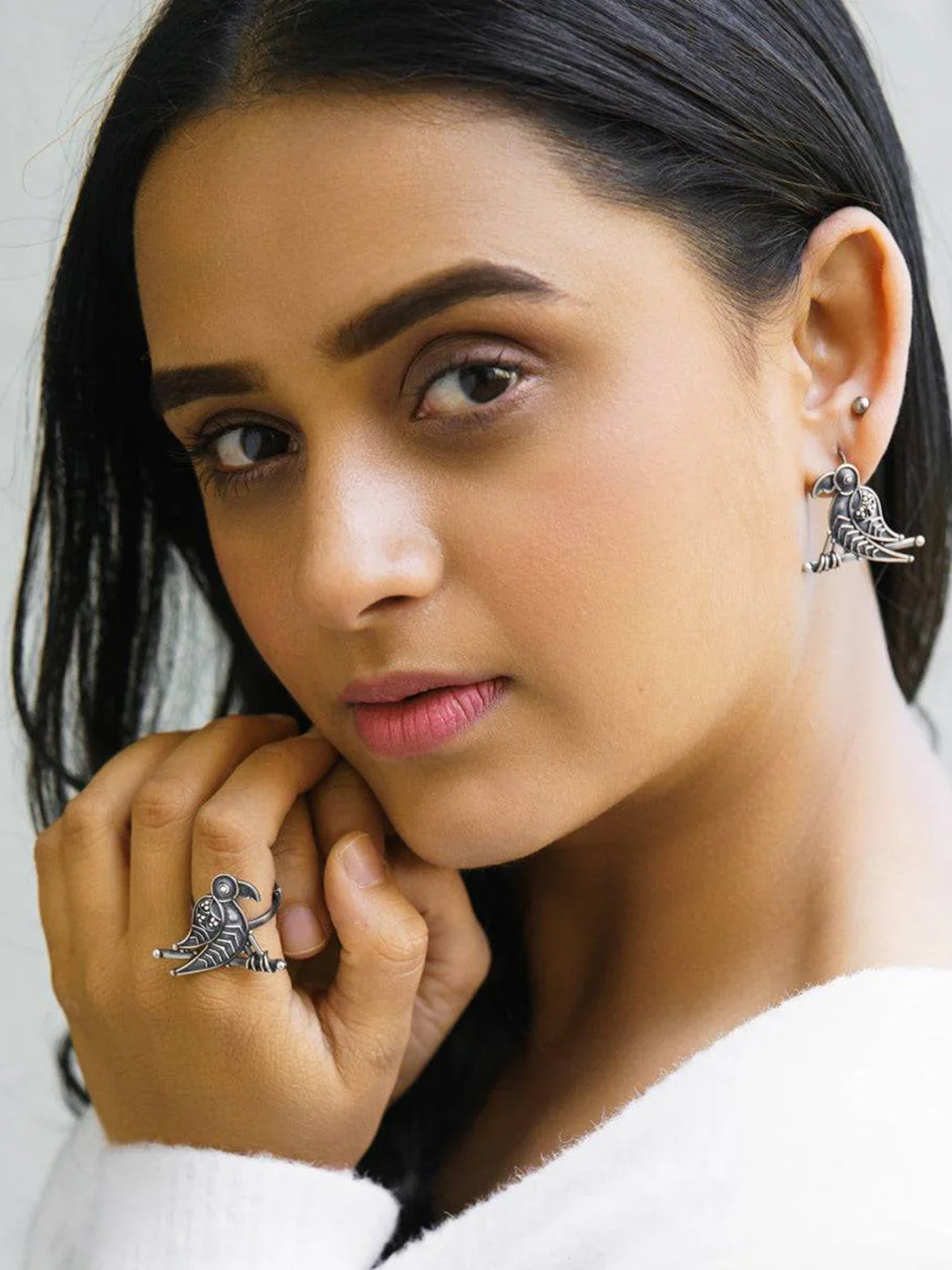 House of Aadyaa 925 sterling Silver Adjustable Finger Ring