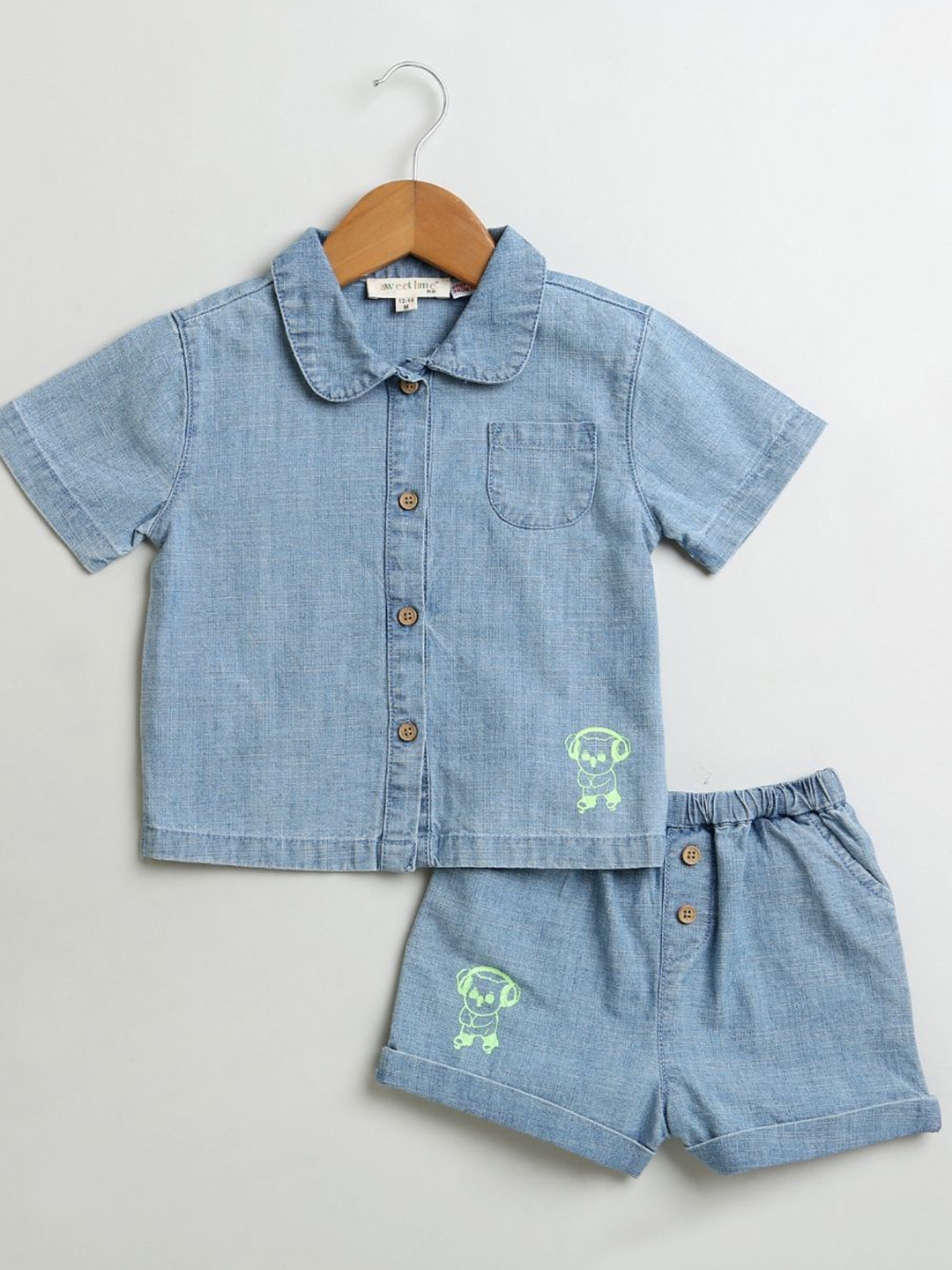 Sweetlime By AS Boys Short Sleeves Pure Cotton Shirt with Shorts