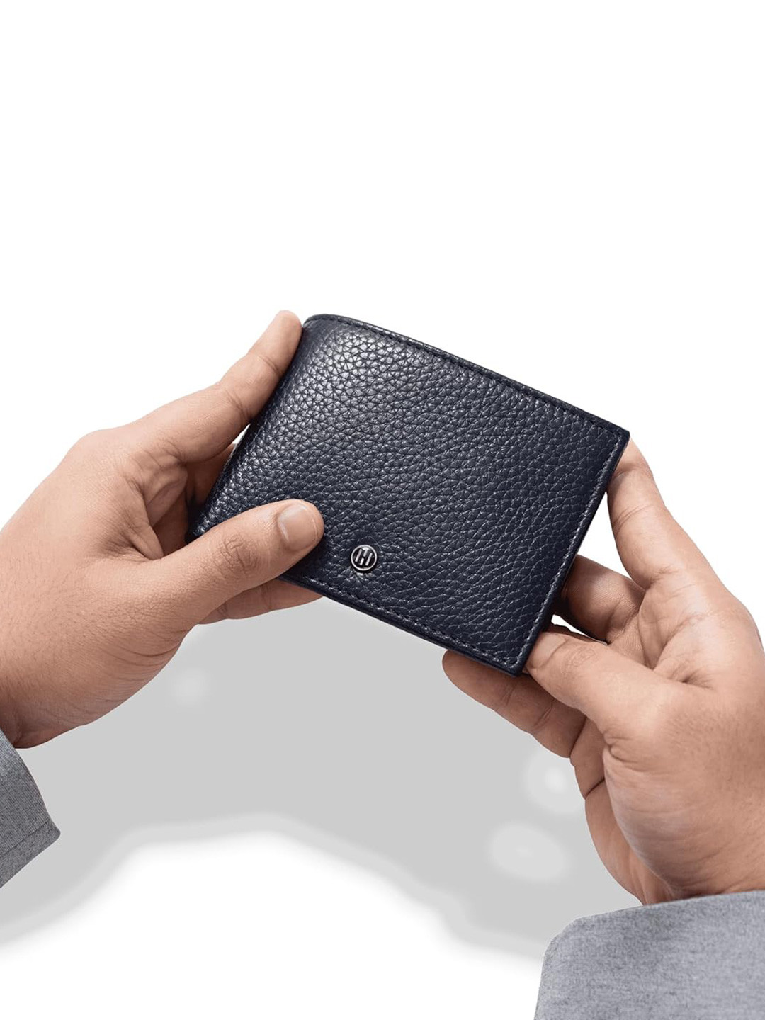 HALDEN Men Textured Embellished Leather Two Fold Wallet