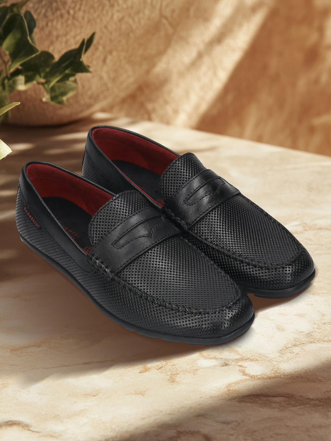 Bugatti Cobe Men Leather Casual Laser Cuts Driving Shoes