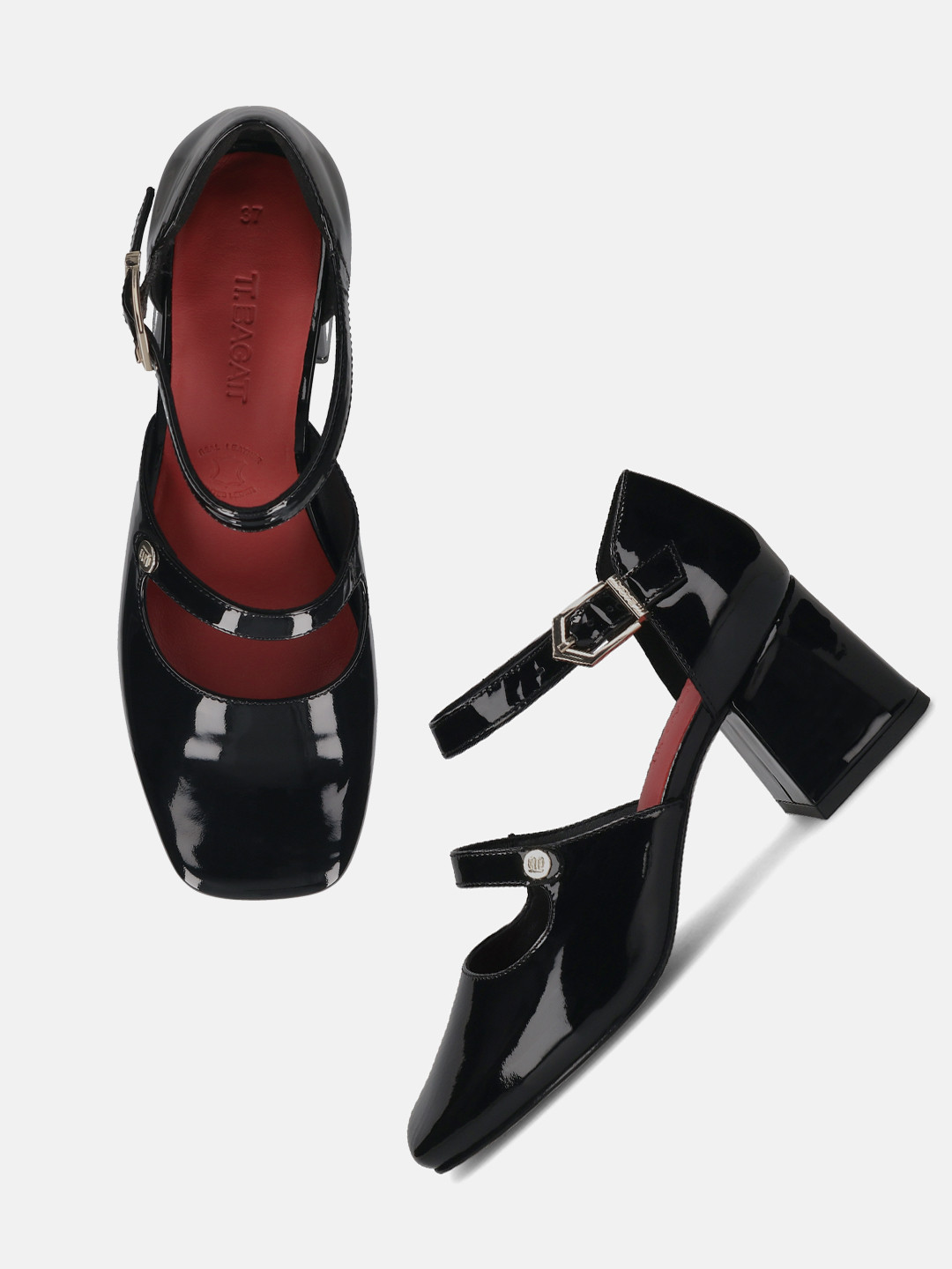 BAGATT Women Leather Block Sandals with Buckles