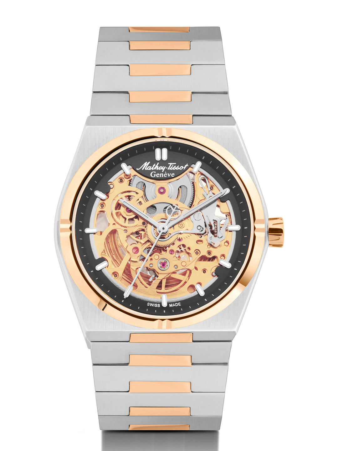Mathey-Tissot Men Swiss Made Zeus Skeleton Stainless Steel Dial Automatic Watch - H118CFRS