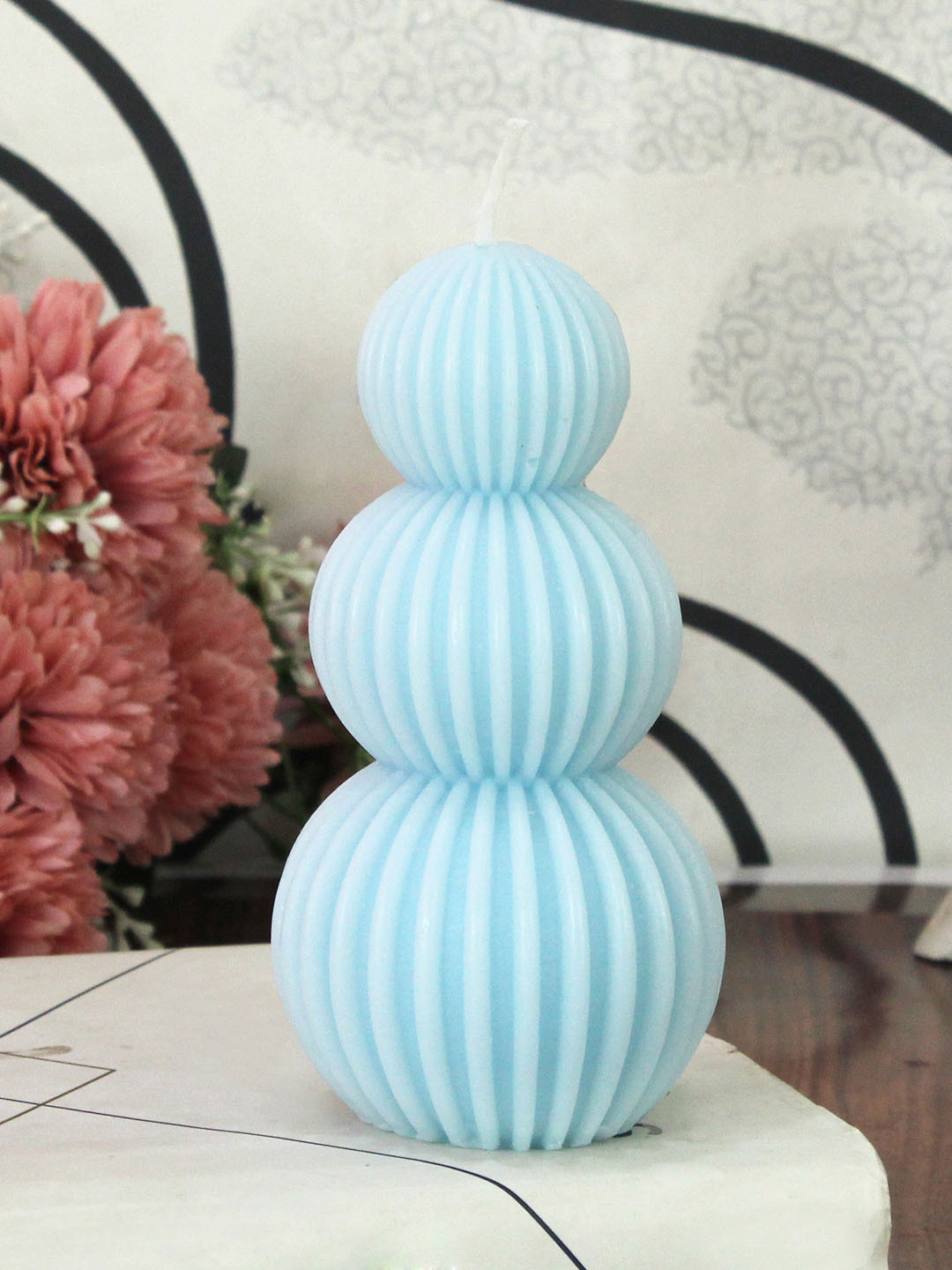 TIED RIBBONS Diwali Festive Scented 1 Wick Rat Tail Grass Solid Geometric Pillar Candles