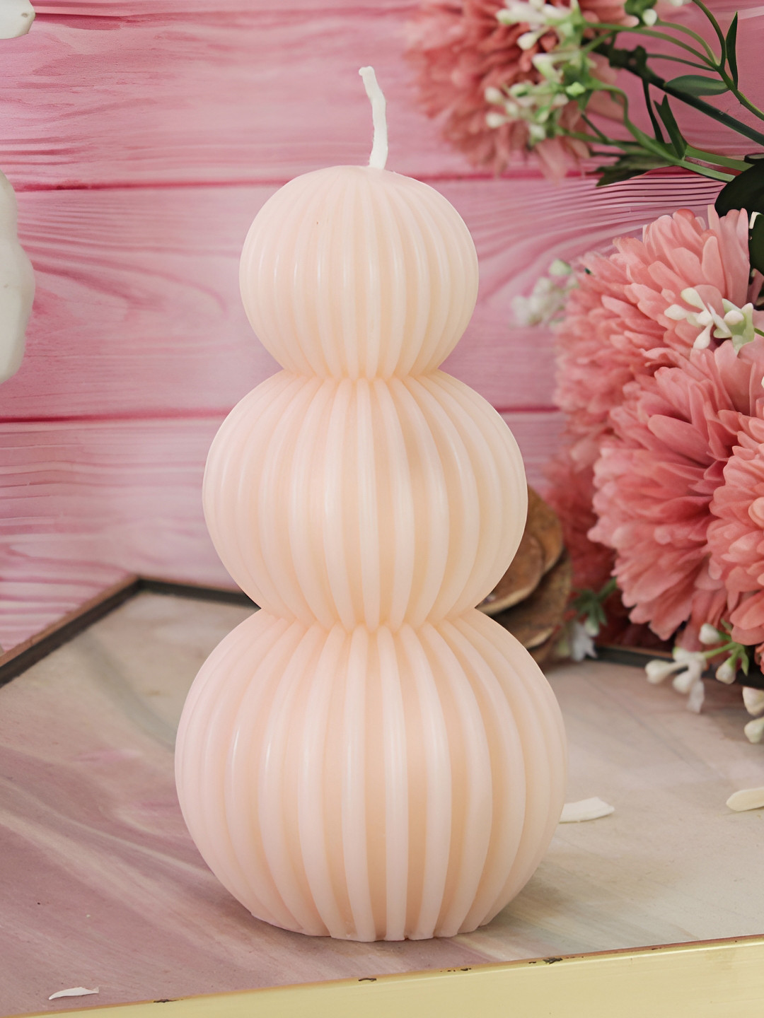 TIED RIBBONS Diwali Festive Scented 1 Wick Rat Tail Grass Solid Geometric Pillar Candles