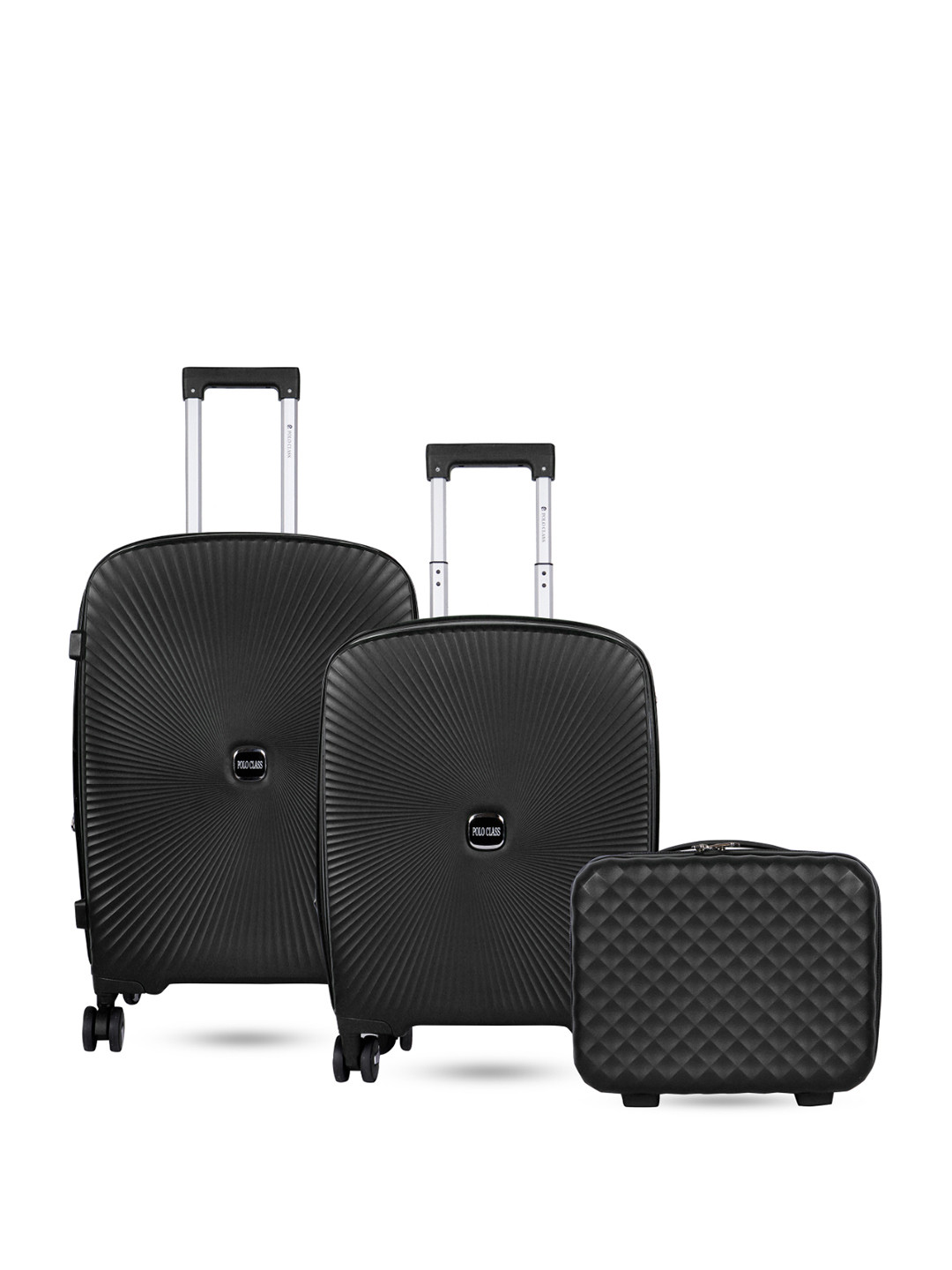 Polo Class Set Of 2 Black Textured Hard-Sided Trolley Suitcases