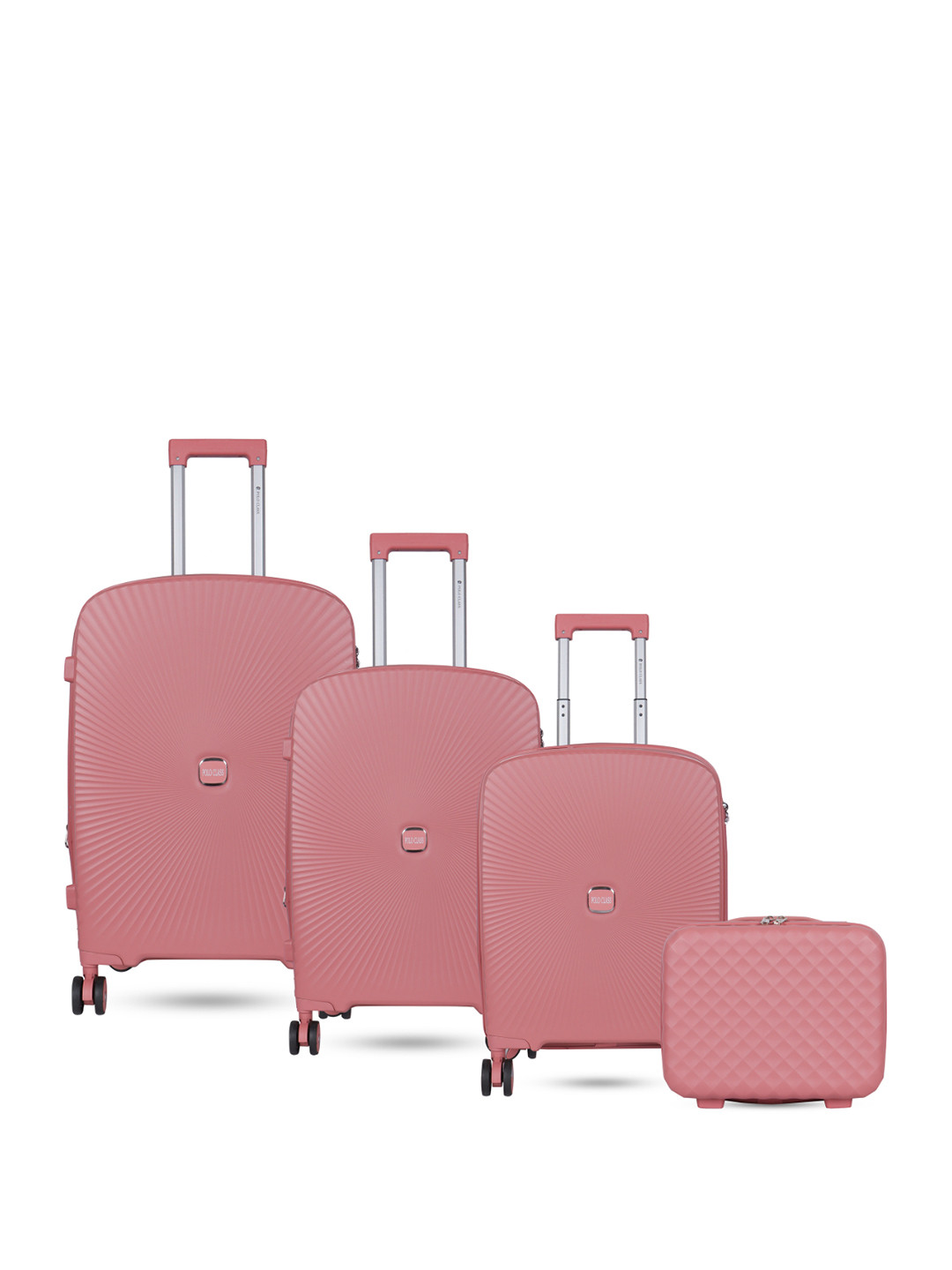 Polo Class Set Of 3 Pink Textured Hard-Sided Trolley Suitcases
