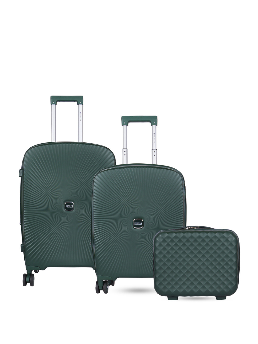 Polo Class Green Set Of 2Pc Trolley Bag Set with 1Pc Vanity Bag