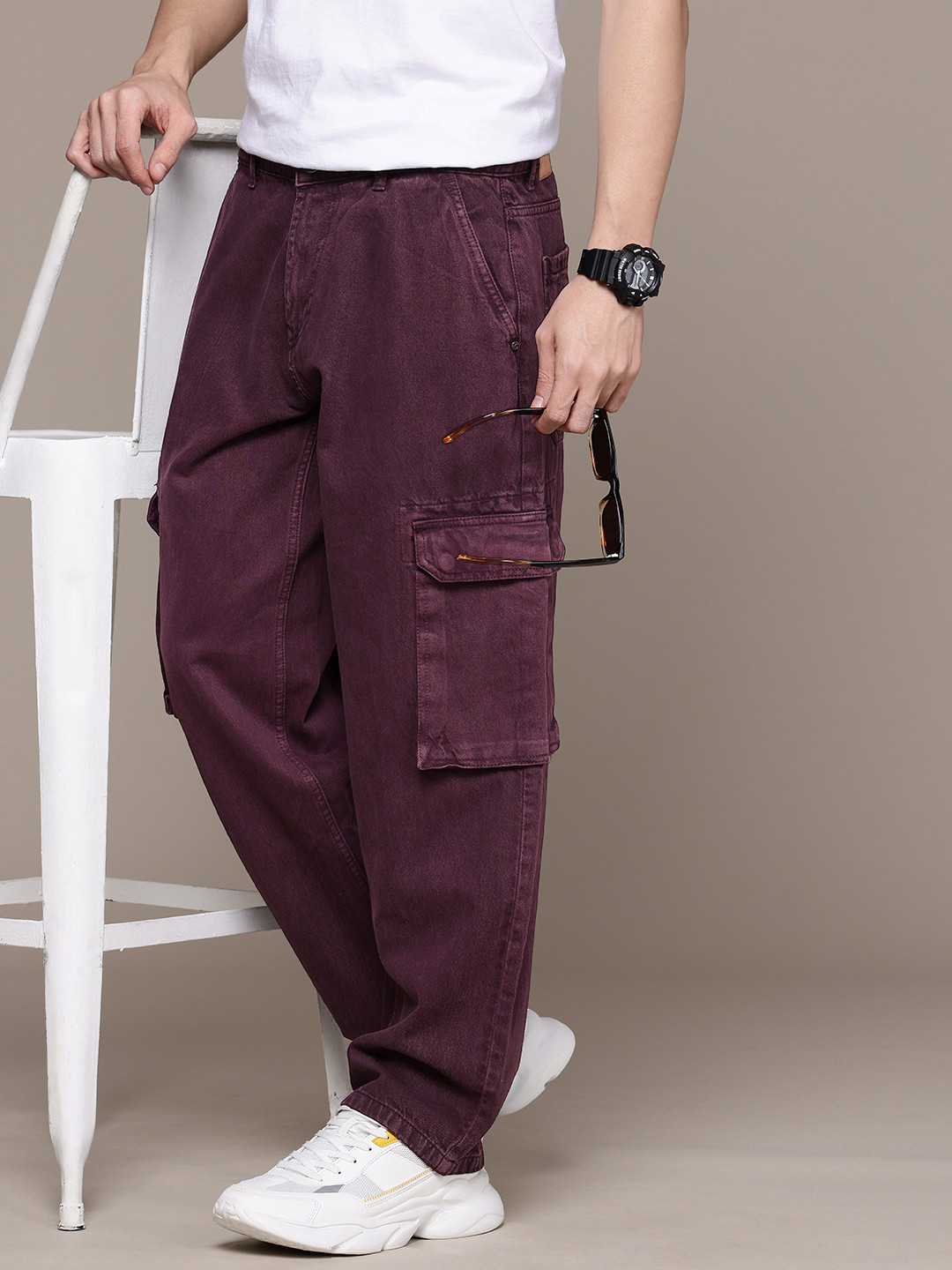 WROGN Men Lose Fit  Cotton Cargo Jeans