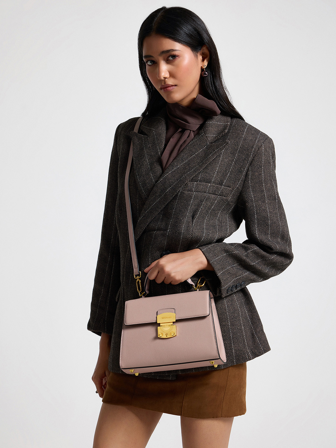 MIRAGGIO Michelle Mink Crossbody Bag With Adjustable & Detachable Strap