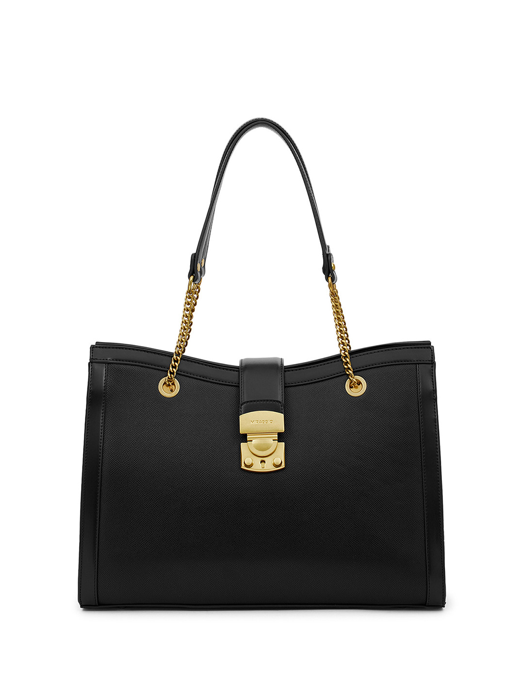 MIRAGGIO Selena Black Structured Tote Bag